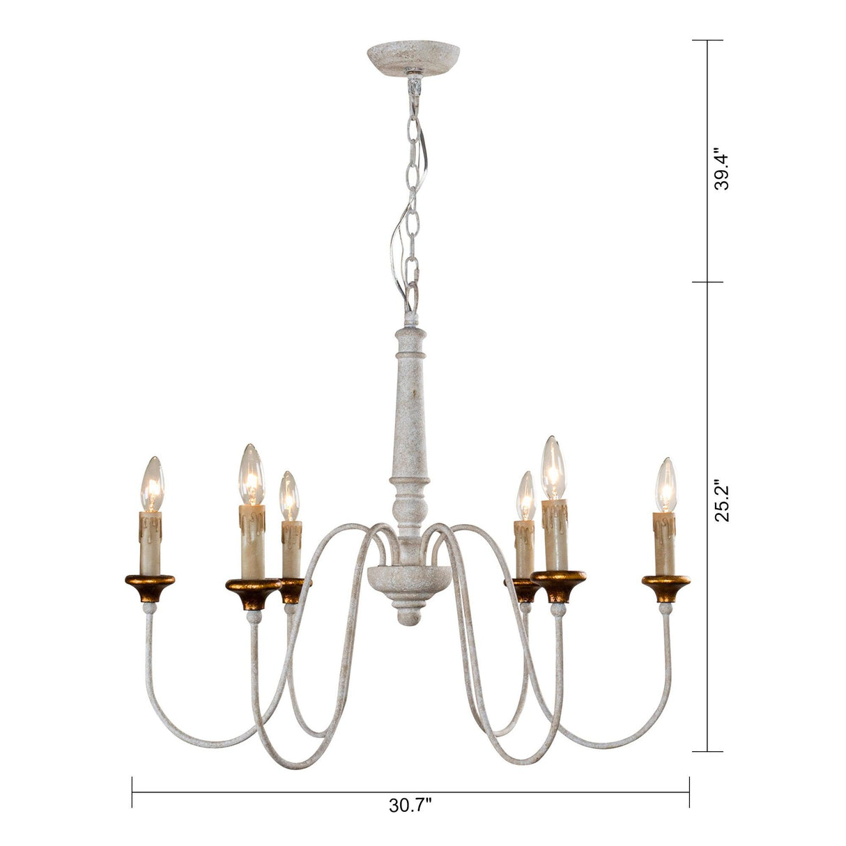 6-Light French Country Candle-Style Chandelier in Distressed