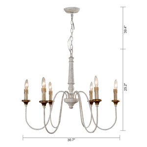 6-Light French Country Candle-Style Chandelier in Distressed