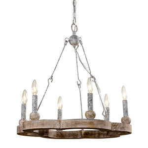 6-Light Modern Wood Wheel Chandelier