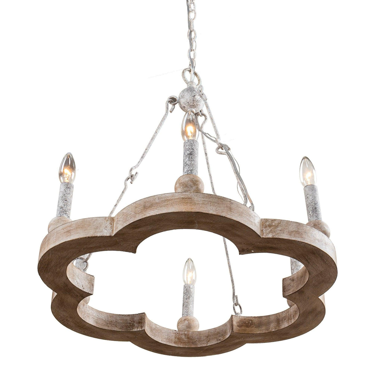 6-Light Modern Wood Wheel Chandelier