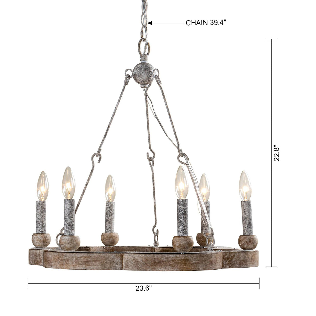 6-Light Modern Wood Wheel Chandelier