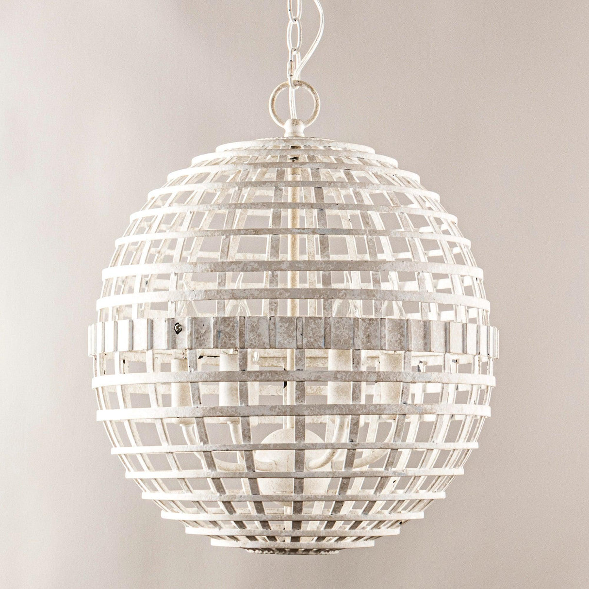6-Light Vintage And Farmhouse Globe Island Pendant Light in White