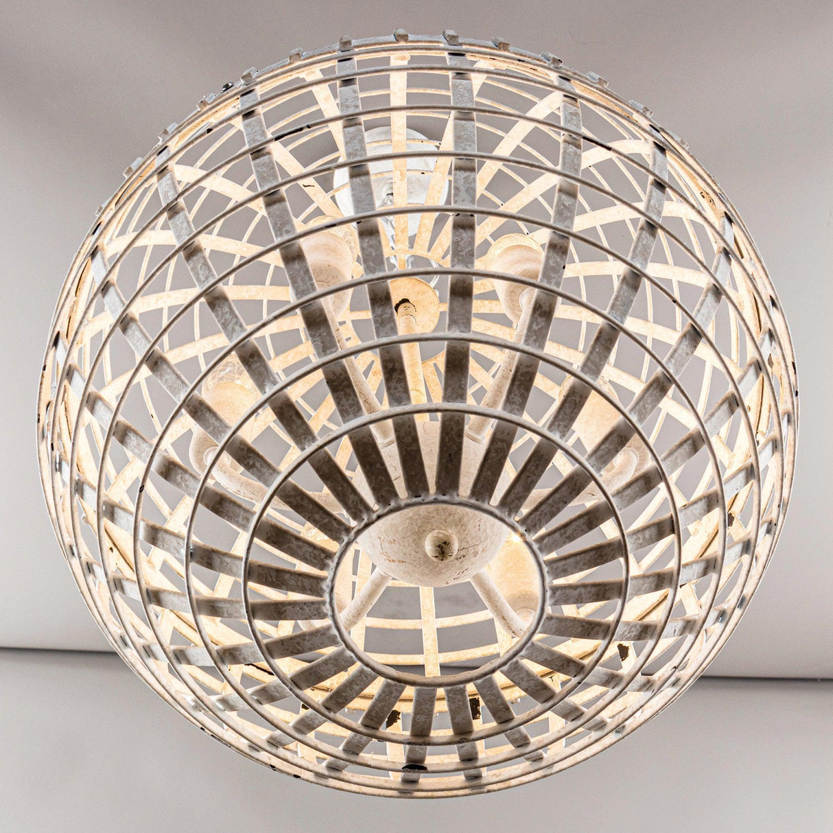6-Light Vintage And Farmhouse Globe Island Pendant Light in White