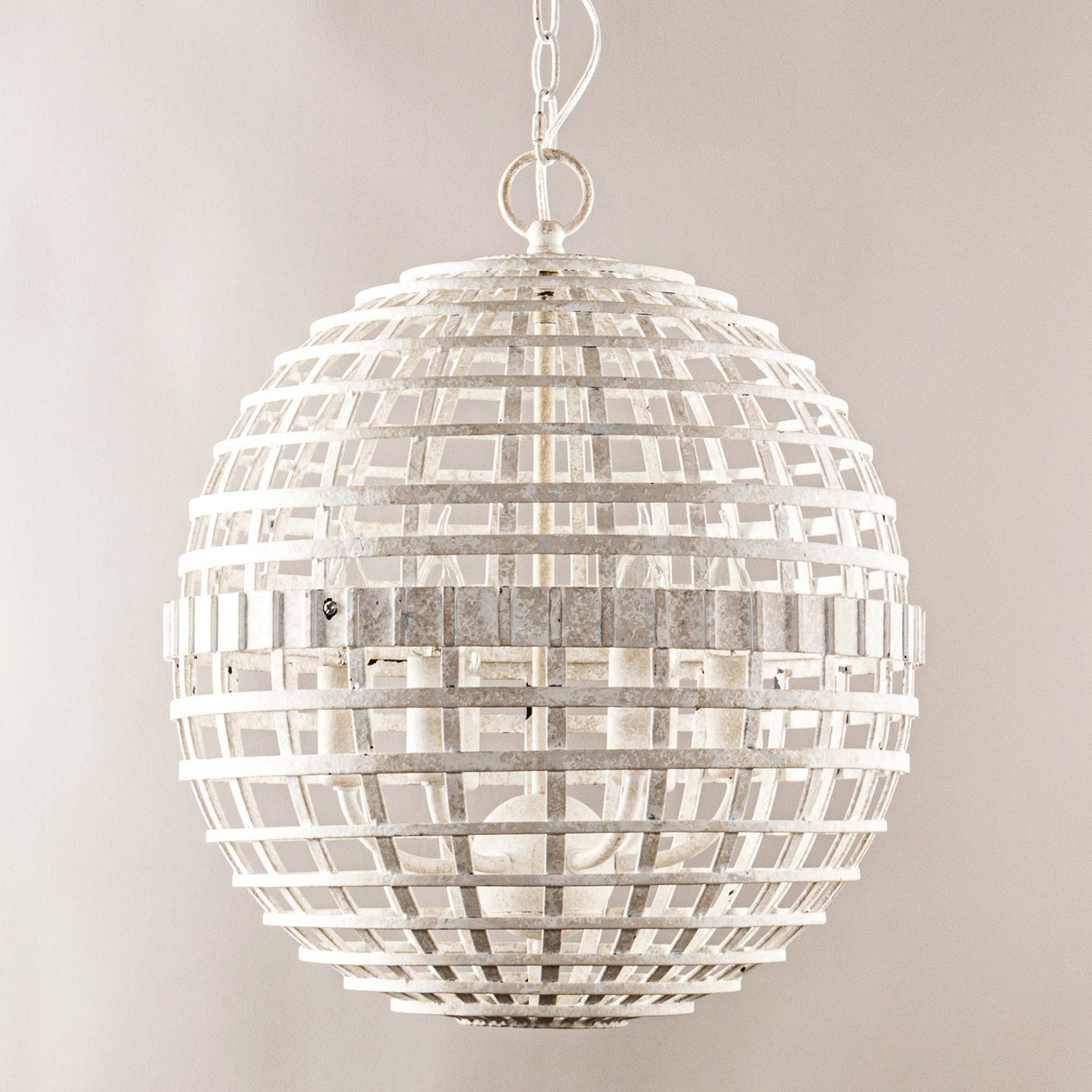 6-Light Vintage And Farmhouse Globe Pendant Light in White