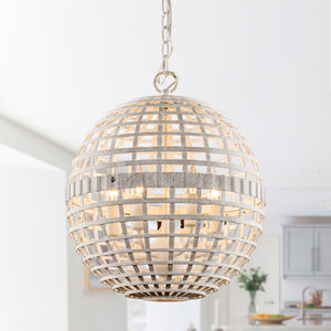 6-Light Vintage And Farmhouse Globe Pendant Light in White