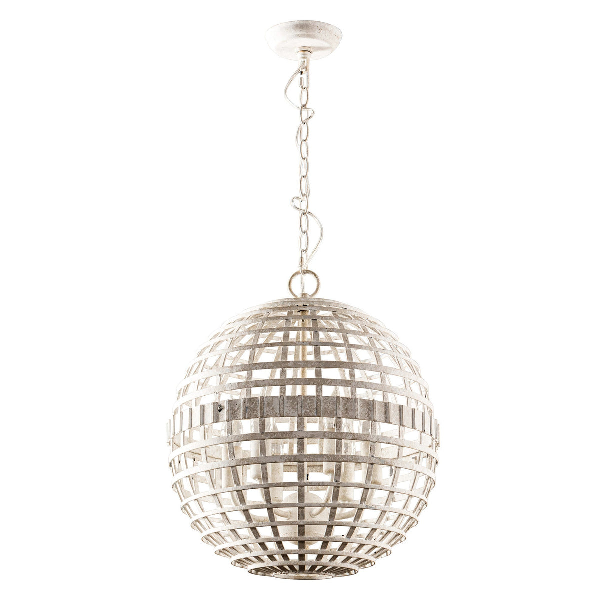 6-Light Vintage And Farmhouse Globe Pendant Light in White