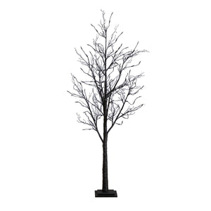6’ Pre-Lit Halloween Black Twig Artificial Tree with 300 Orange & Purple LED Lights