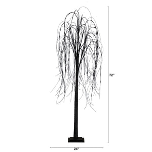 6’ Pre-Lit Halloween Black Willow Artificial Fall Tree with 160 Orange & Purple LED Lights