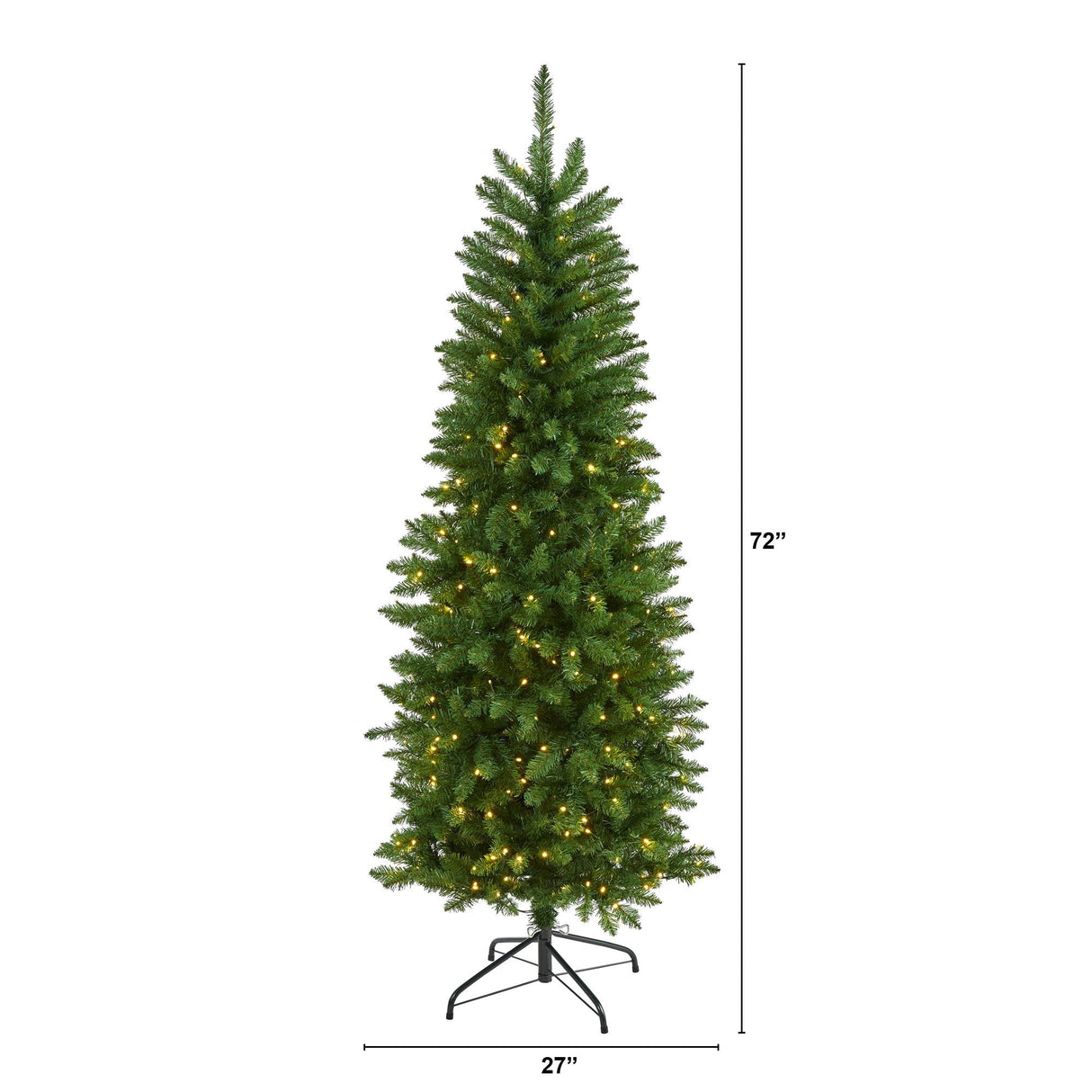 6’ Slim Green Mountain Pine Artificial Christmas Tree with 250 Clear LED Lights