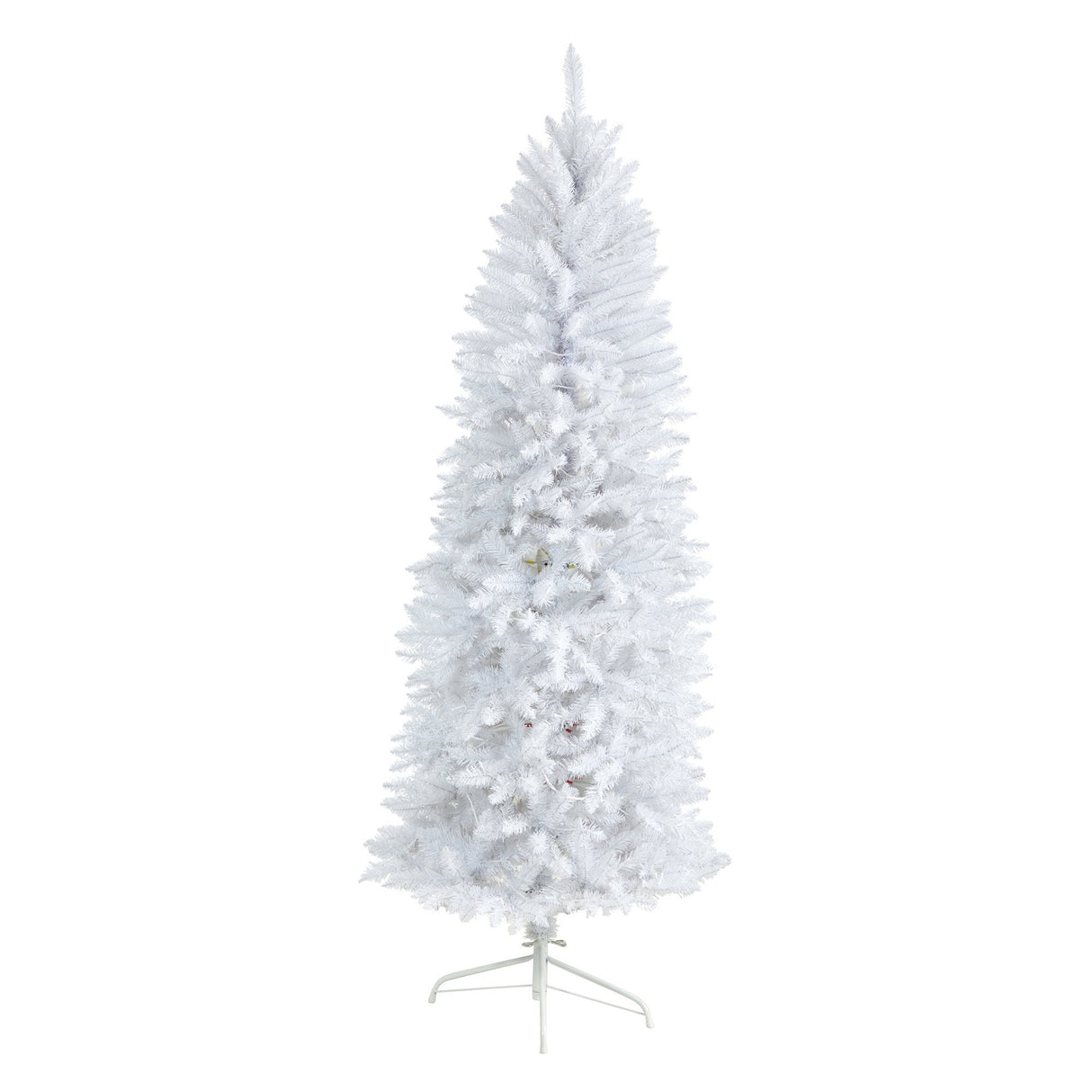 6’ Slim White Artificial Christmas Tree with 250 Warm White LED Lights and 743 Bendable Branches