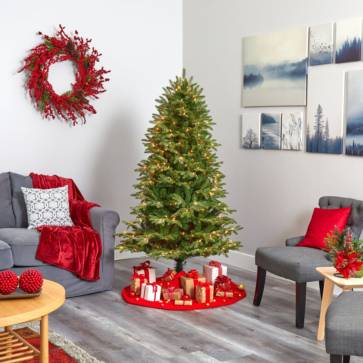 6’ Snowed Grand Teton Artificial Christmas Tree with 300 Clear Lights and 730 Bendable Branches
