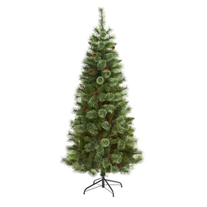 6’ White Mountain Pine Artificial Christmas Tree with 477 Bendable Branches