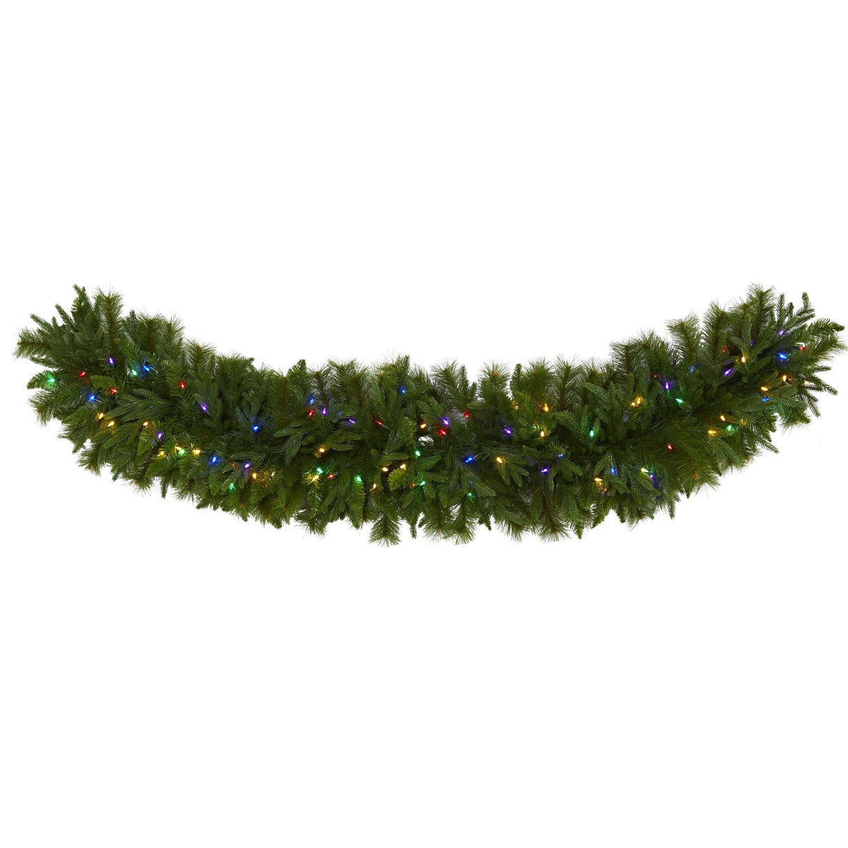 6' x 18” Christmas Pine Extra Wide Artificial Garland with 100 Multicolored LED Lights