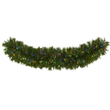 6' x 18” Christmas Pine Extra Wide Artificial Garland with 100 Multicolored LED Lights