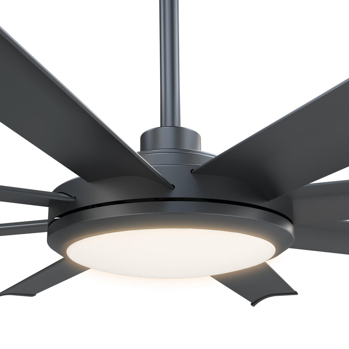 60" Industrial DC Motor Downrod Mount Ceiling Fan with Lighting and Remote Control