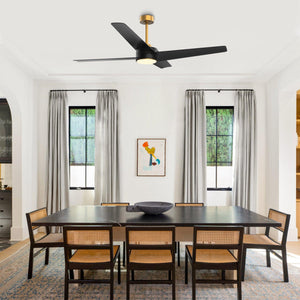 60" Parvez Modern DC Motor Downrod Mount Reversible Ceiling Fan with Lighting and Remote Control