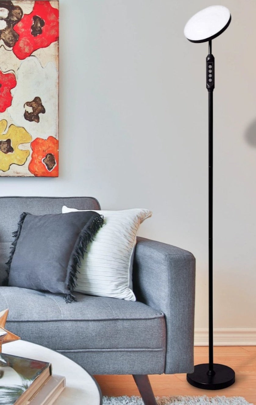 63"H LED Torchiere Floor Lamp (5 Color Settings) 2100 Lumens Dimmable Black Metal with Remote