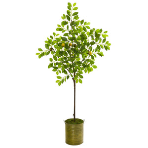 67” Lemon Artificial Tree in Green Planter