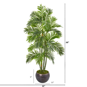 68” Areca Palm Artificial Tree in Metal Bowl