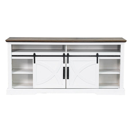 68" Farmhouse TV Stand with 23" Insert Opening Electric Fireplace