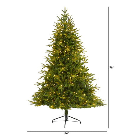 6.5’ Colorado Mountain Fir “Natural Look” Artificial Christmas Tree with 400 Clear LED Lights and 2056 Bendable Branches