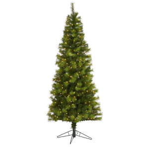 6.5’ Green Valley Pine Artificial Christmas Tree with 300 Warm White LED Lights and 579 Bendable Branches