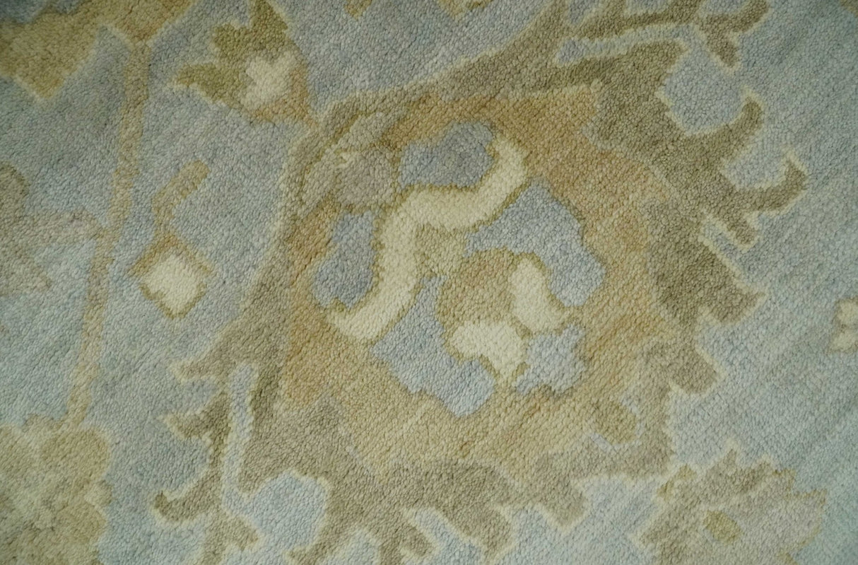 6x8 Hand Knotted Silver and Beige Antique Style Traditional Oushak Wool Rug