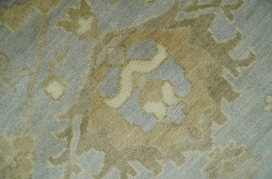 6x8 Hand Knotted Silver and Beige Antique Style Traditional Oushak Wool Rug