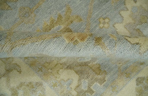 6x8 Hand Knotted Silver and Beige Antique Style Traditional Oushak Wool Rug
