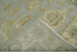 6x8 Hand Knotted Silver and Beige Antique Style Traditional Oushak Wool Rug