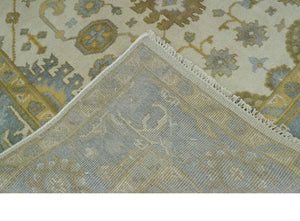 6x9 Hand Knotted Ivory, Gray and Mustard Traditional Oriental Oushak wool rug