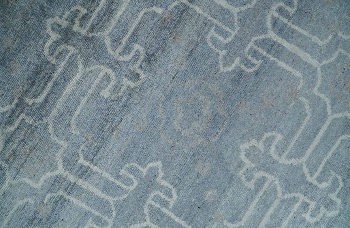 6x9 Hand Woven Silver, Charcoal and Ivory Low pile wool area Rug