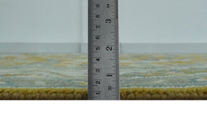 6x9 Mustard, Ivory and Gray Hand Knotted Traditional Oriental Oushak wool area rug