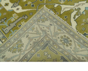 6x9 Olive and Ivory Hand Knotted Traditional Oriental Oushak wool area rug