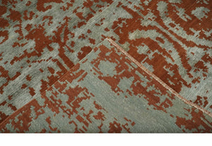 6x9 Rust, Silver and Gray Traditional ikat design Hand loom wool and Viscose Area Rug