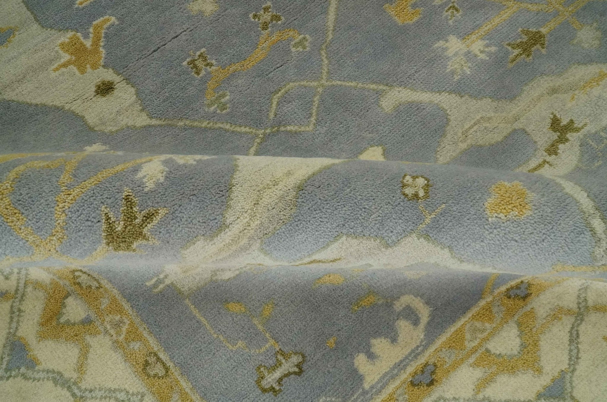 6x9 Taupe, Beige and Mustard Hand Knotted Traditional Oriental Oushak wool area rug