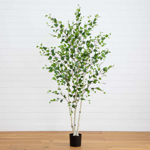 7’ Artificial Birch Tree with Real Touch Leaves