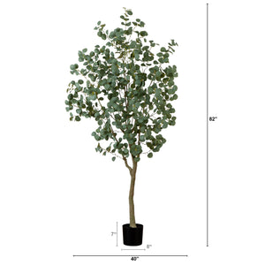 7' Artificial Greco Eucalyptus Tree