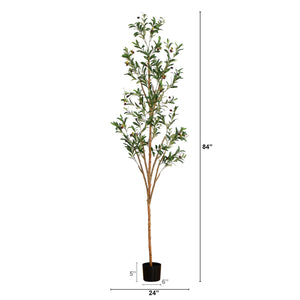 7' Artificial Olive Tree with Natural Trunk