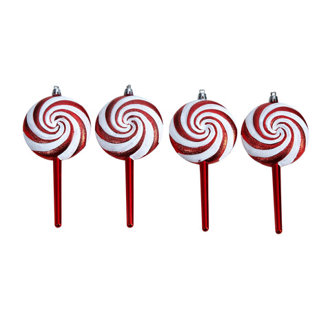 7” Candy Cane Lollipop Holiday Deluxe Christmas Shatterproof Ornament Set of 4