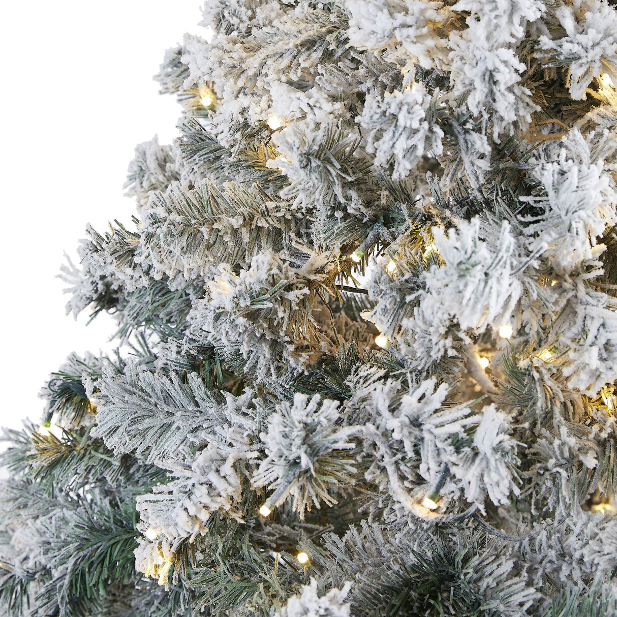 7' Flocked Rock Springs Spruce Artificial Christmas Tree with 350 Clear LED Lights and 800 Bendable Branches