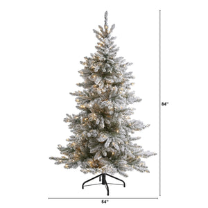 7’ Flocked West Virginia Spruce Artificial Christmas Tree with 400 Clear Lights and 1468 Bendable Branches