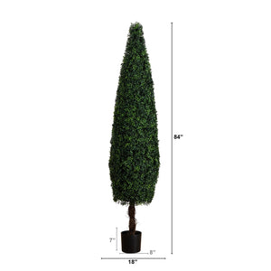 7’ UV Resistant Artificial Boxwood Topiary Cone Tree (Indoor/Outdoor)