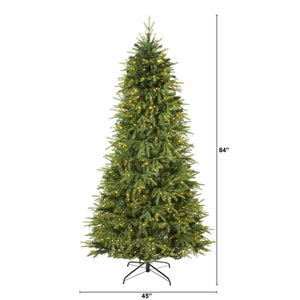 7’ Vancouver Fir “Natural Look” Artificial Christmas Tree with 500 Clear LED Lights and 2542 Bendable Branches