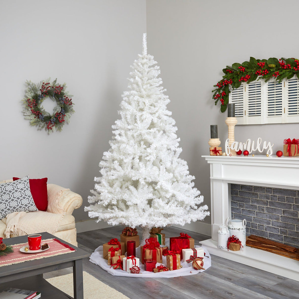 7' White Artificial Christmas Tree with 1000 Bendable Branches