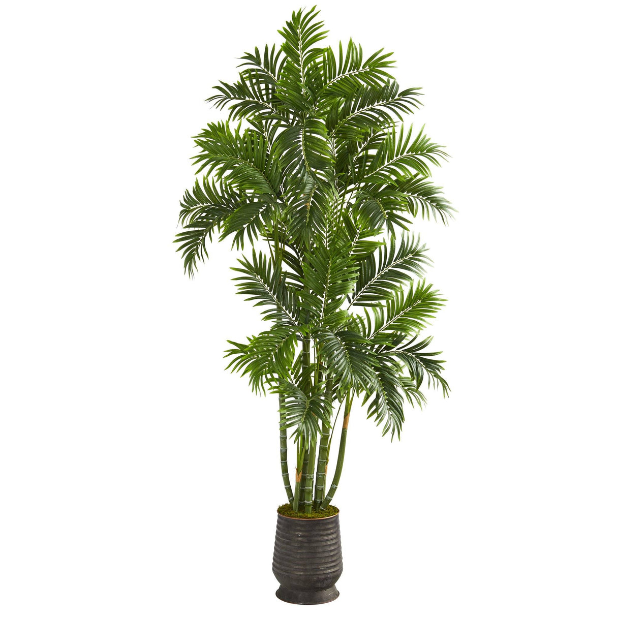70” Areca Palm Artificial Tree in Ribbed Metal Planter