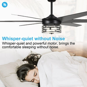 70" Modern DC Motor Downrod Mount Reversible Ceiling Fan with Lighting and Remote Control