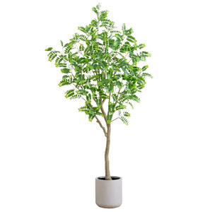 7.5’ Artificial Greco Locust Citrus Tree in Decorative Planter