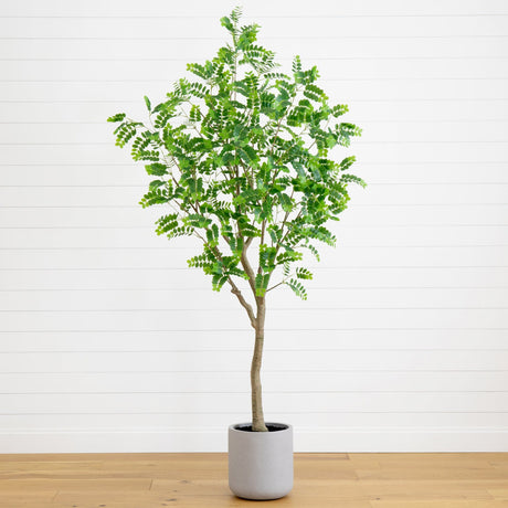 7.5’ Artificial Greco Locust Citrus Tree in Decorative Planter