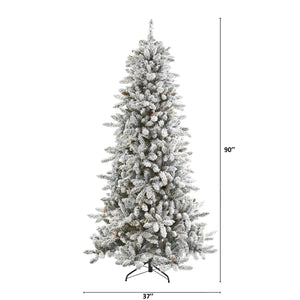 7.5’ Flocked Livingston Fir Artificial Christmas Tree with Pine Cones and 1336 Bendable Branches